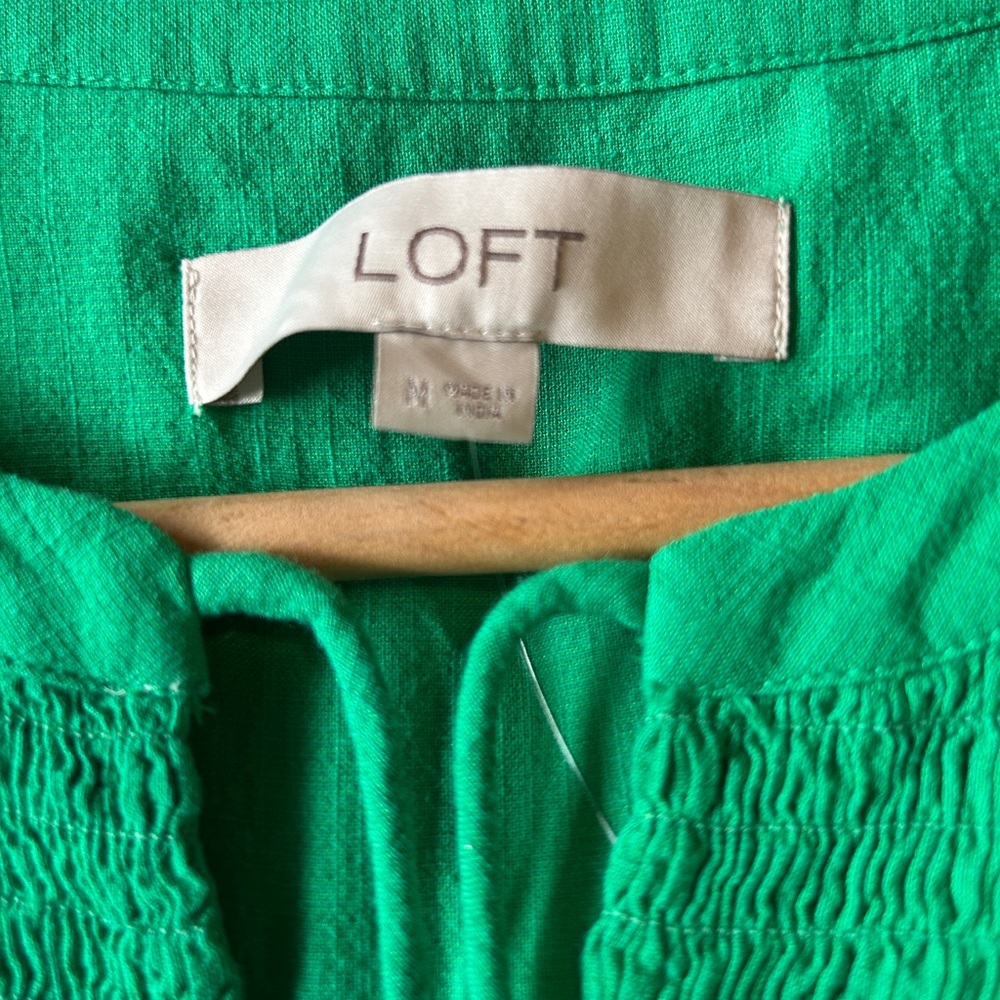 LOFT Emerald Ruffle Sleeve Blouse - Picture 2 of 2